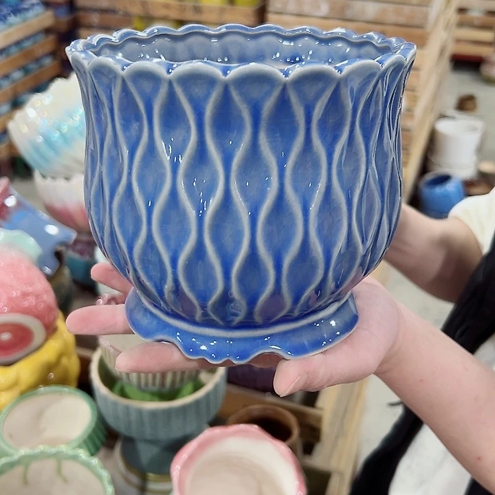 有孔.凑满10元发货多肉陶瓷花盆！