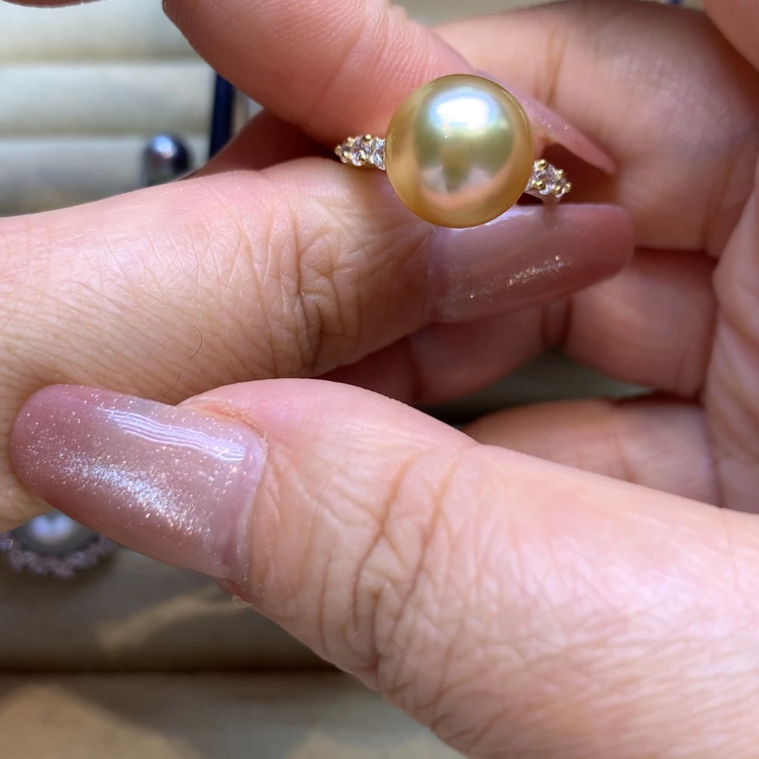 银S925镶嵌戒指海水珍珠