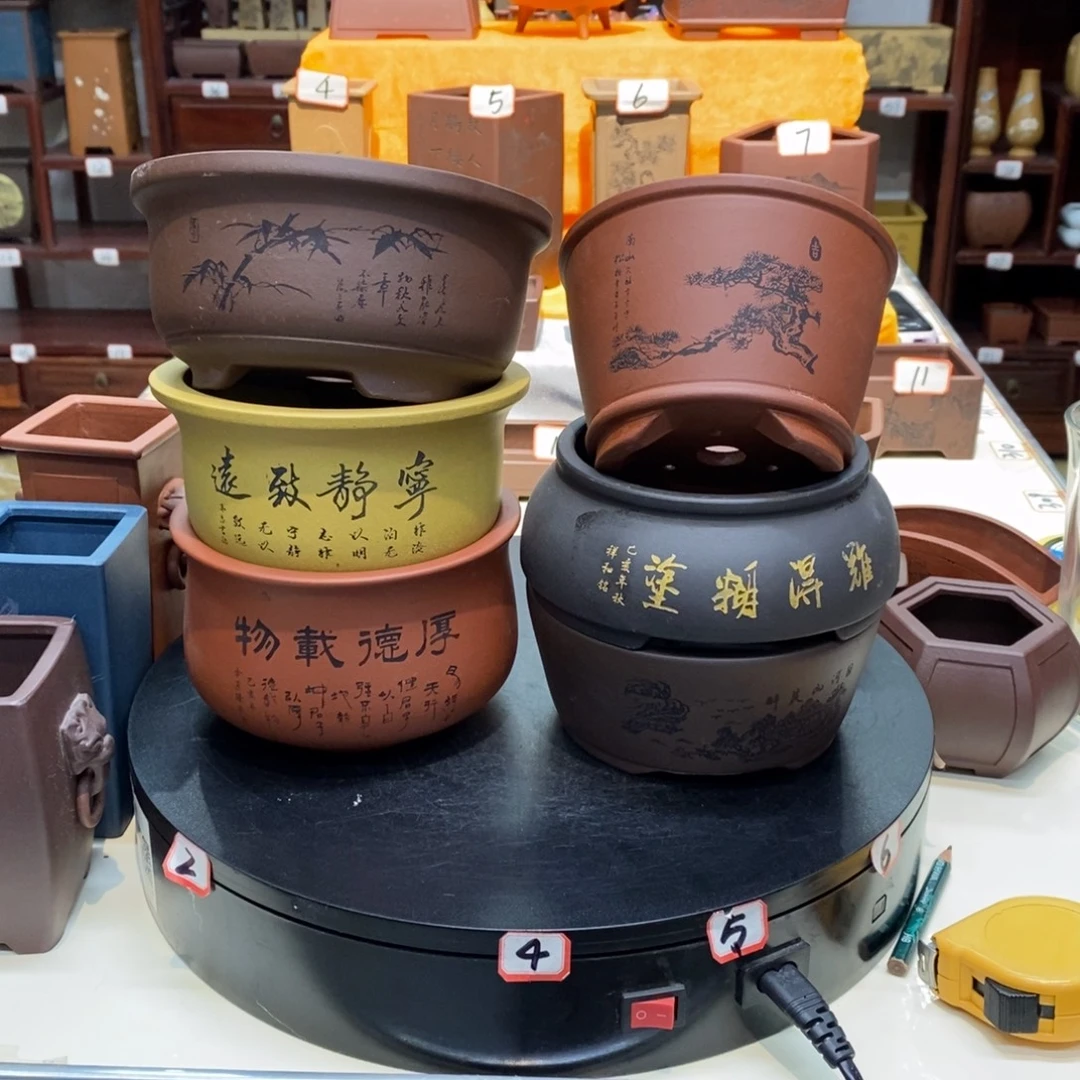 浅***雨紫砂花盆紫砂共10个