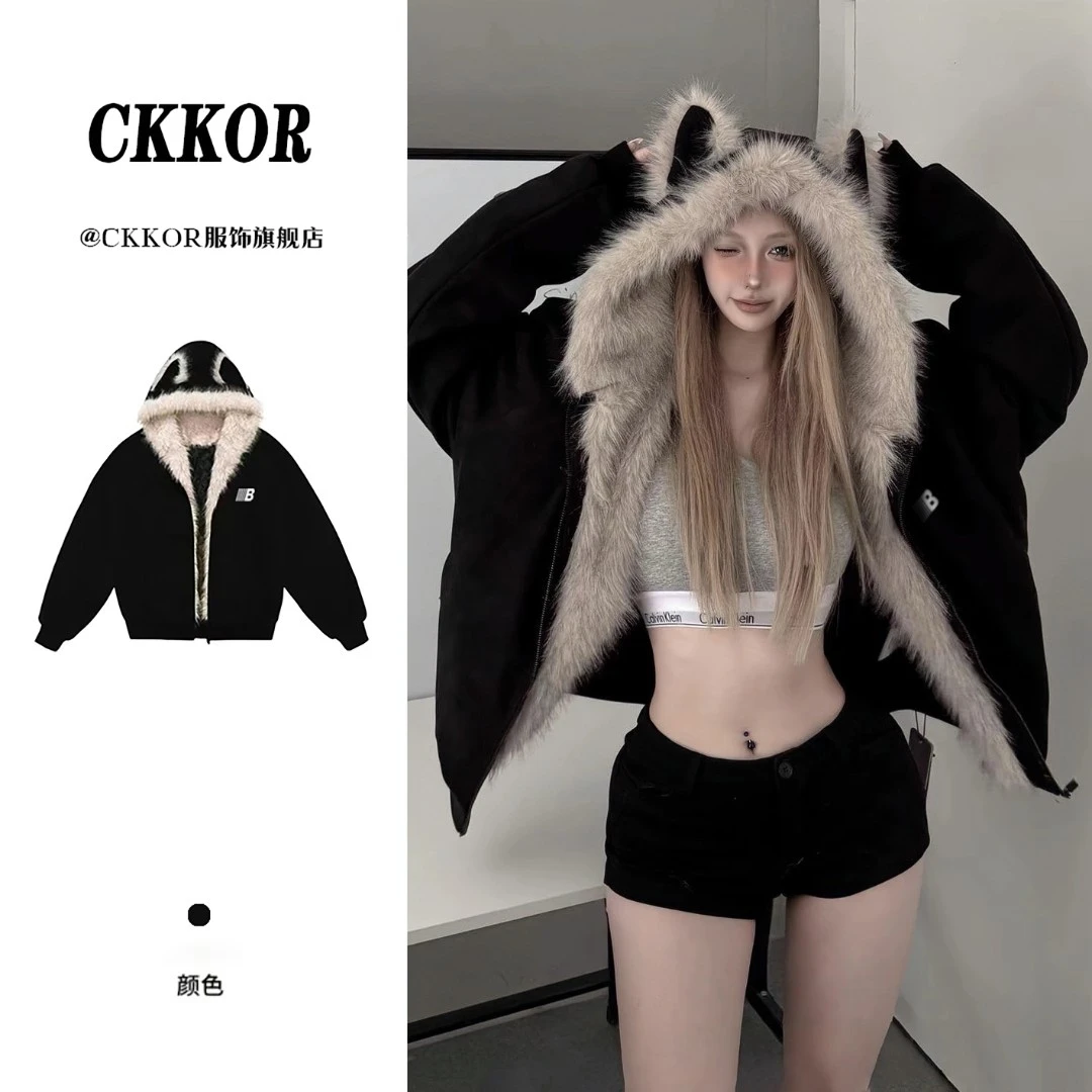 CKKOR新款加厚保暖座山雕棉服女冬季穿搭美式复古高级感百搭外套