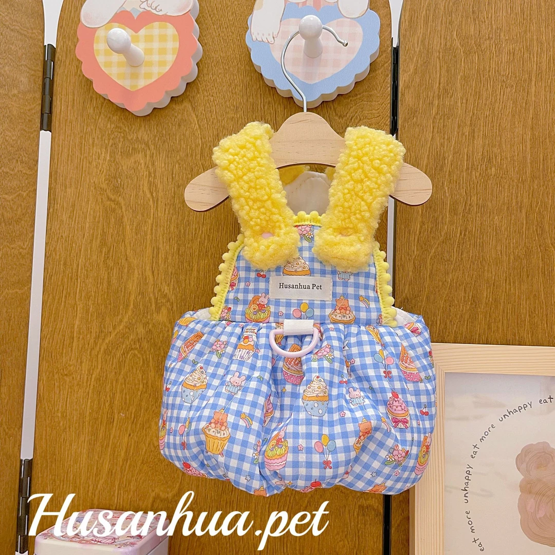 宠物衣服狗狗猫咪秋冬蛋糕南瓜棉衣裙可牵引泰迪比熊遛狗可爱裙子