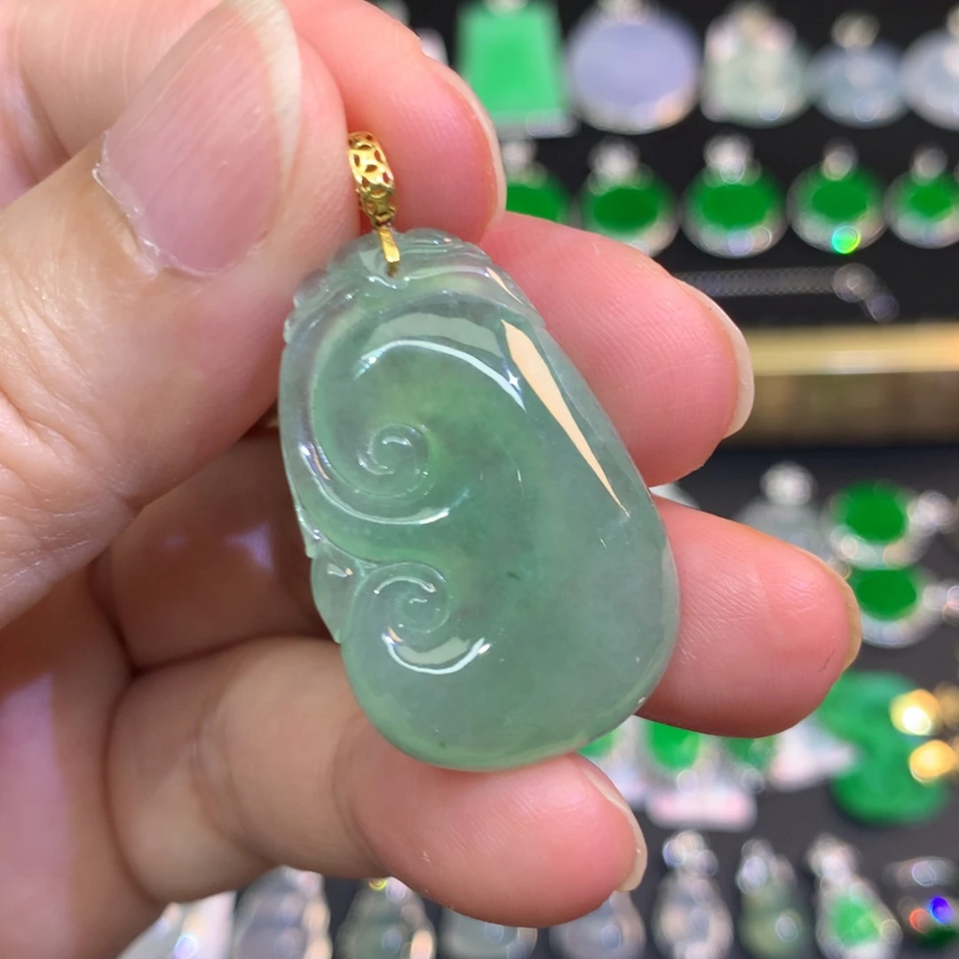 翡翠18K金镶嵌吊坠(不含链)