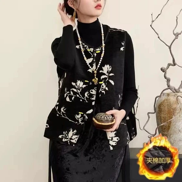 新中式清冷禅意提花马甲女坎肩春秋叠穿背心唐装女装中国风