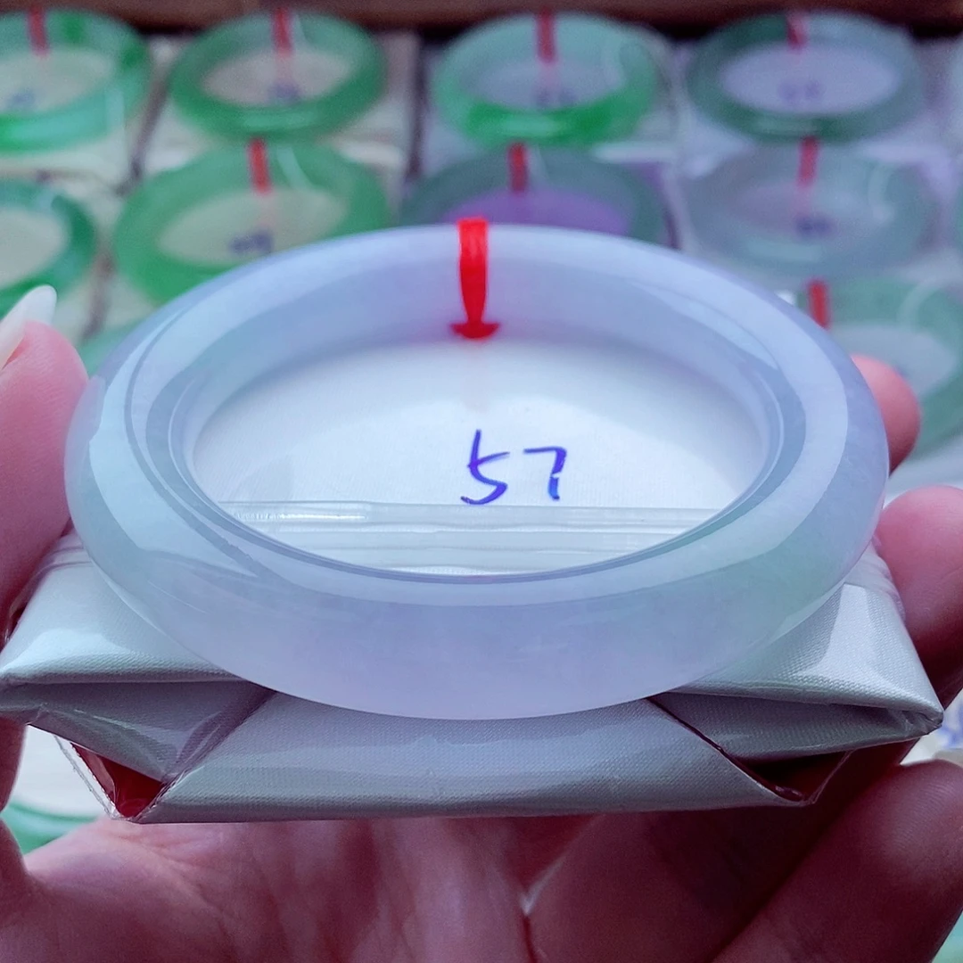 翡翠未镶嵌手镯（圆镯）大胖圆紫罗兰冰透冰胶起光厚装大气