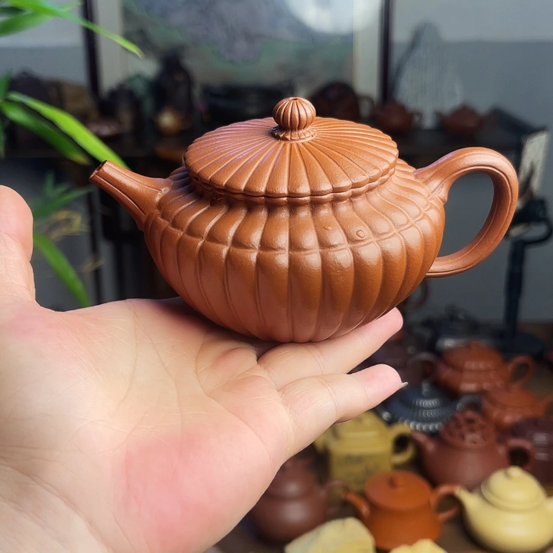 悟***好紫砂壶原矿赵庄朱泥筋纹器