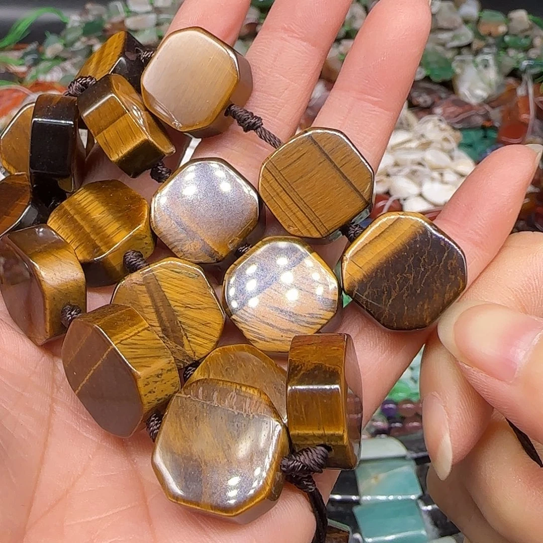 玛瑙/玉髓合金珠宝半成品虎眼牌子17mm一条