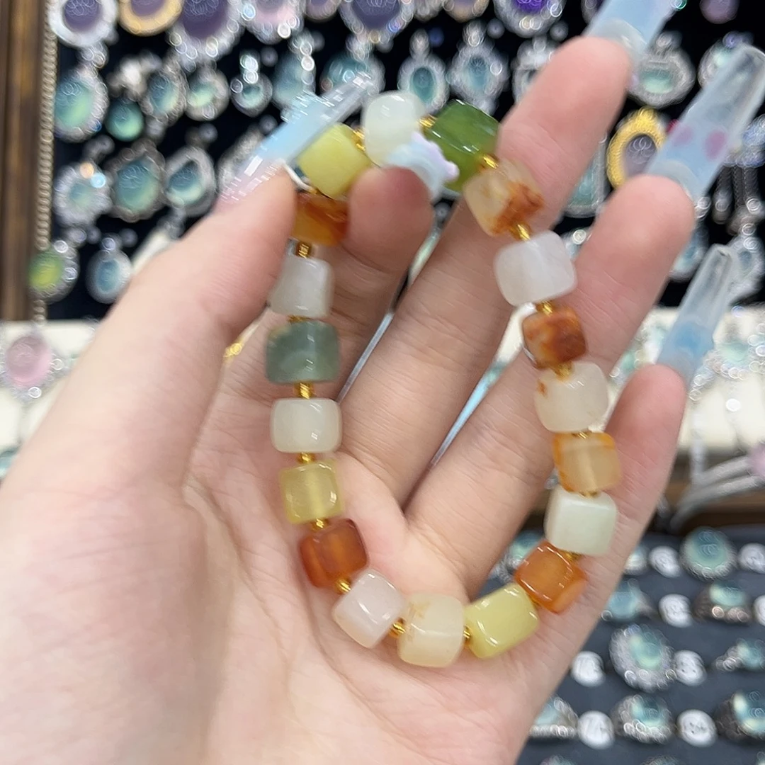 岫玉未镶嵌手串花玉