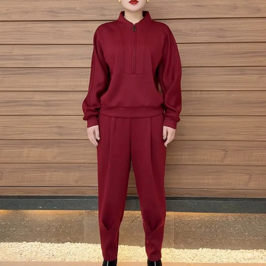 时尚休闲运动套装2025春季新款遮肉显瘦长袖上衣哈伦裤子两件套女