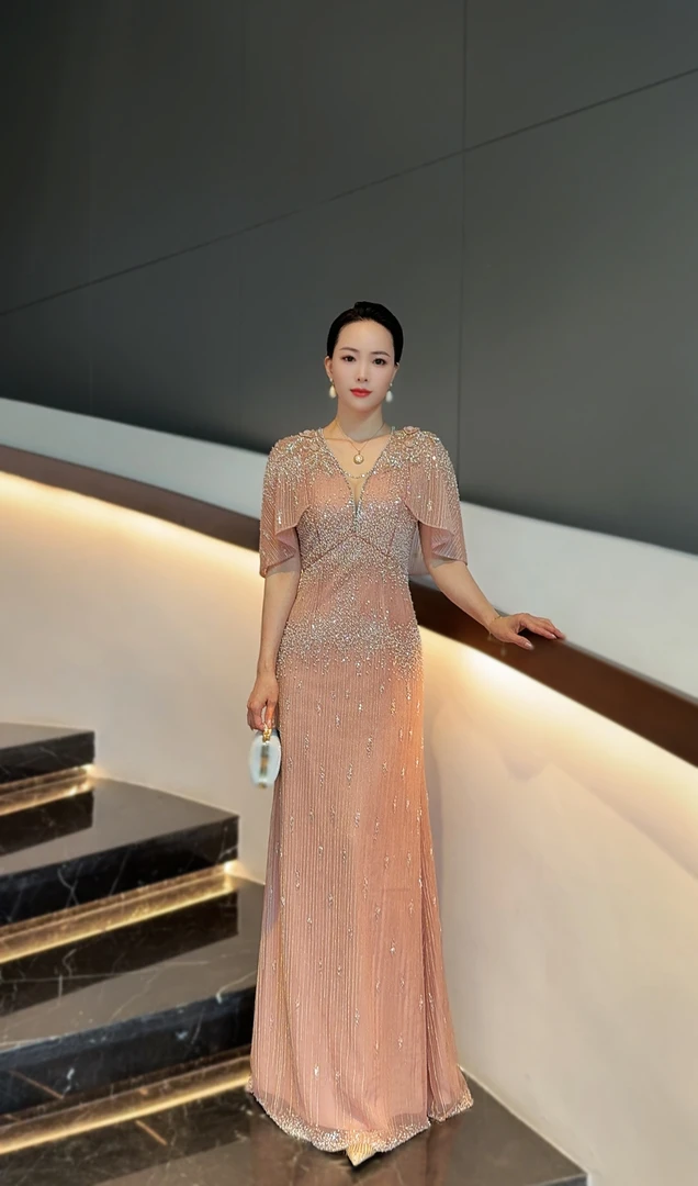 喜妈妈喜婆婆婚宴气质显瘦端庄优雅斗篷礼服