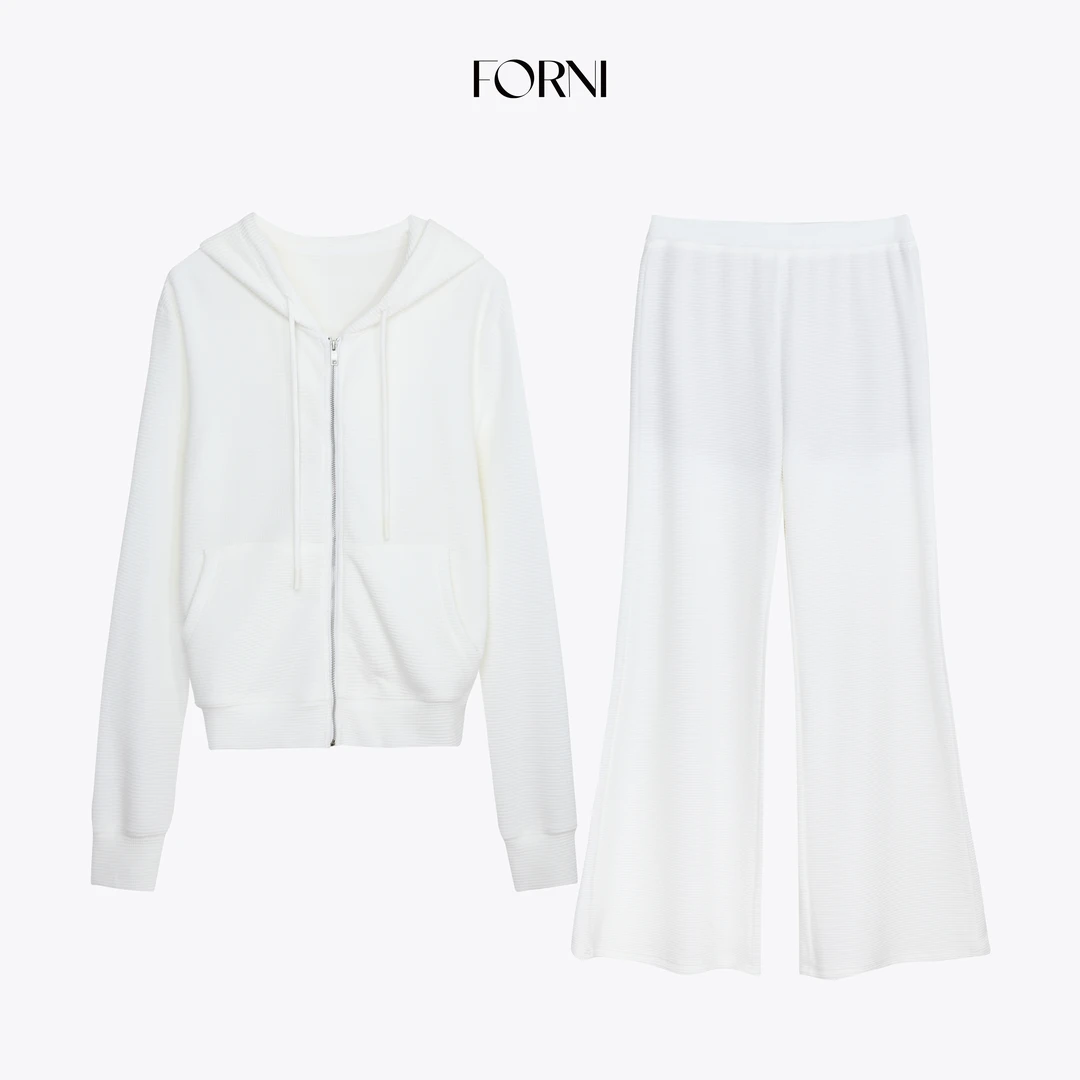 FORNI 卷王套装 美式cleanfit极简休闲华夫格连帽外套长裤套装