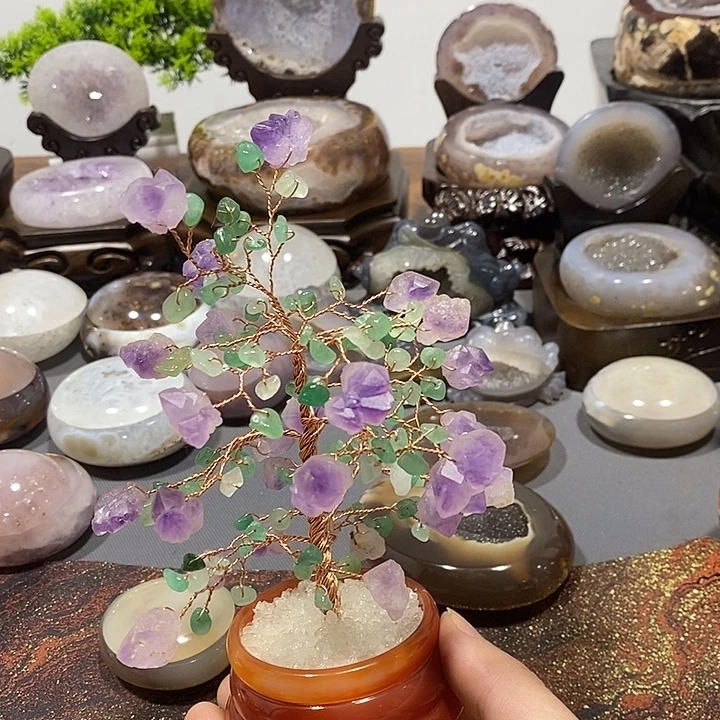 水晶摆件未镶嵌紫晶发财树