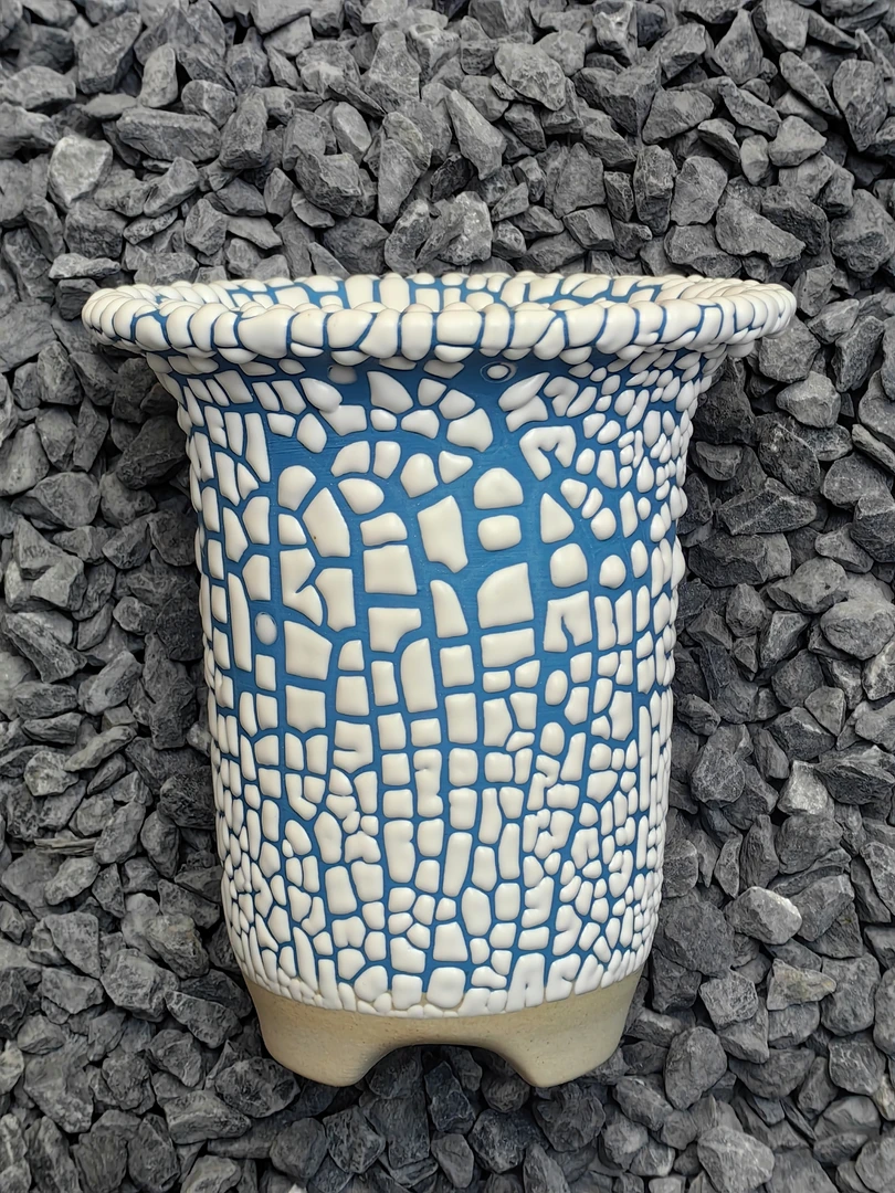 泰国花盆 珍珠色颗粒款 U型 天蓝色