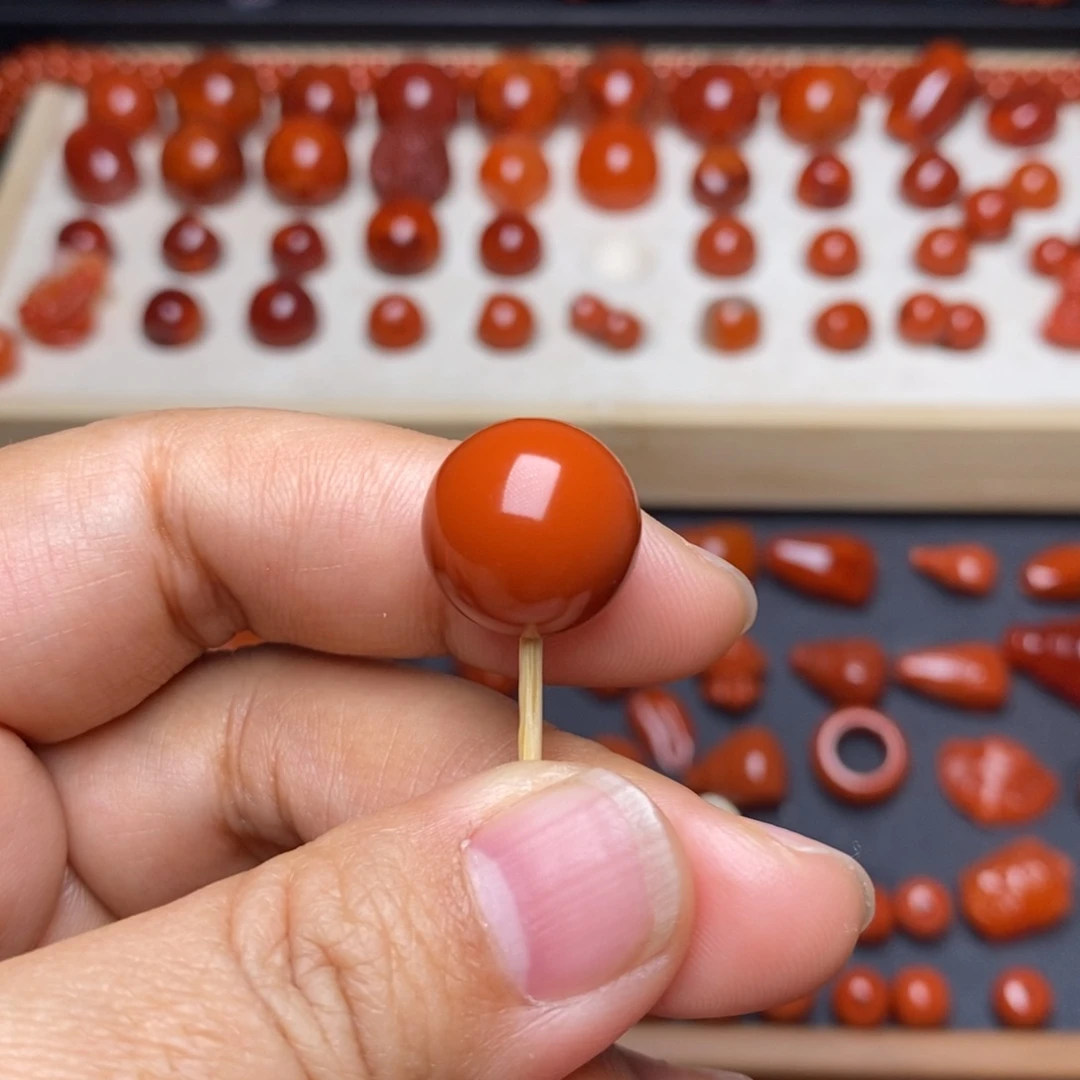 南红玛瑙配饰未镶嵌纯色圆珠卡14.5