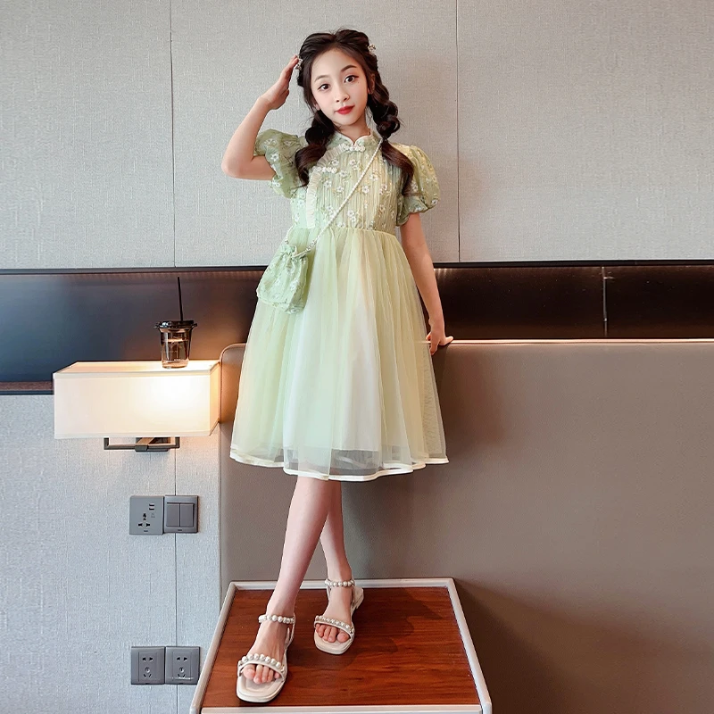 女童夏季连衣裙2025新款儿童夏装洋气旗袍裙子十岁大童女孩公主裙