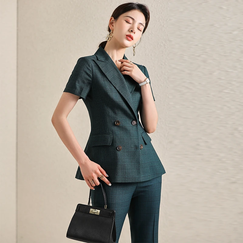 YJ【褪舟】春季气质改良版高定原创设计航海蓝西装C0853