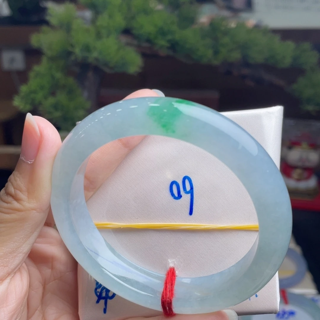 翡翠未镶嵌手镯9号 60正圈 冰带绿