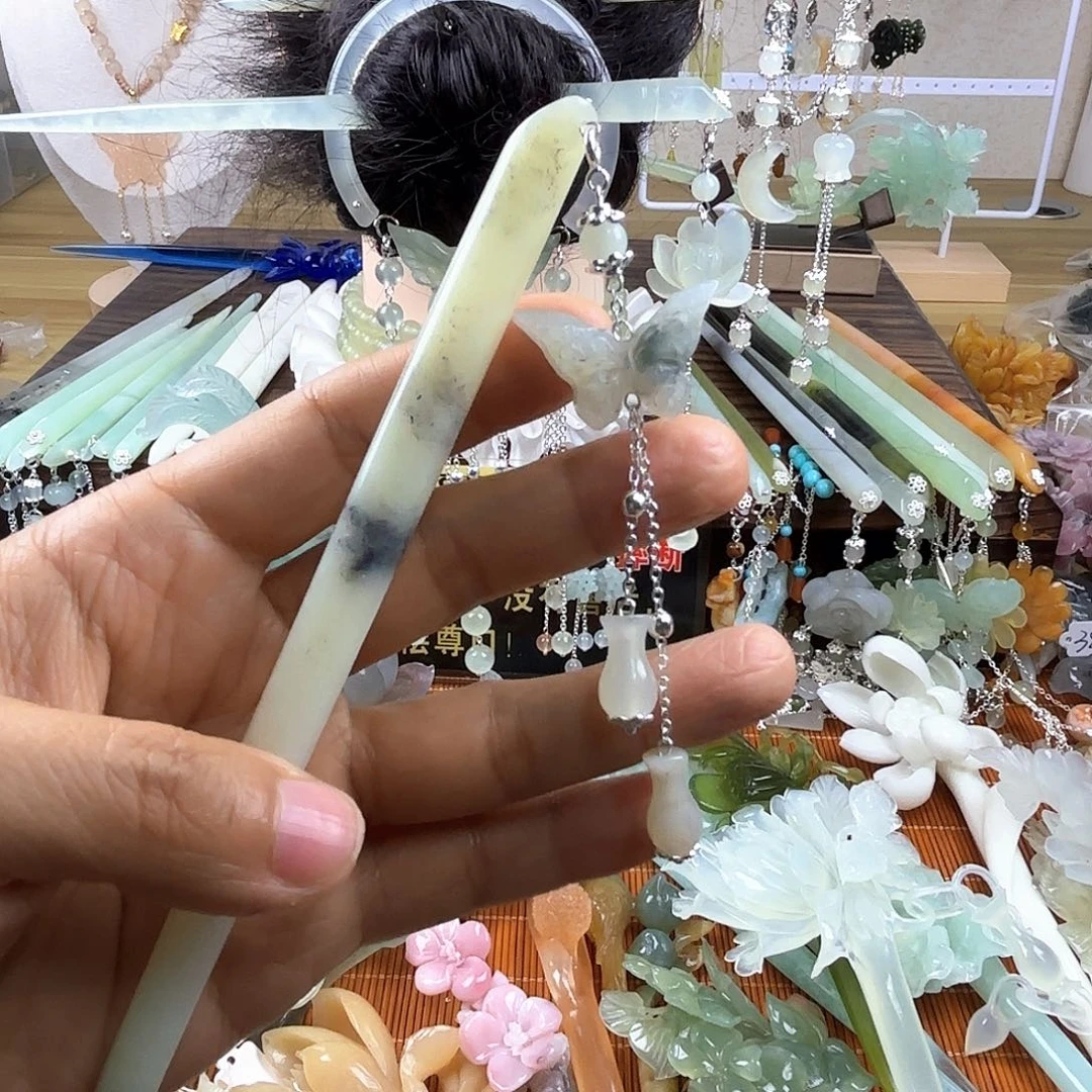 蛇纹石玉合金发饰