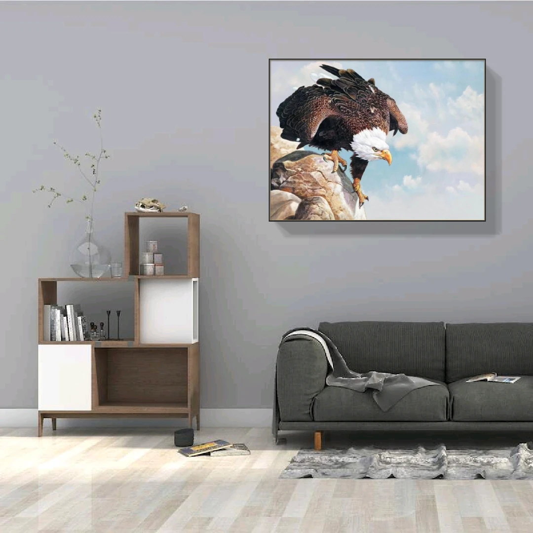 原创纯手绘油画雄鹰远瞩寓意大展宏图办公室客厅书房别墅高端
