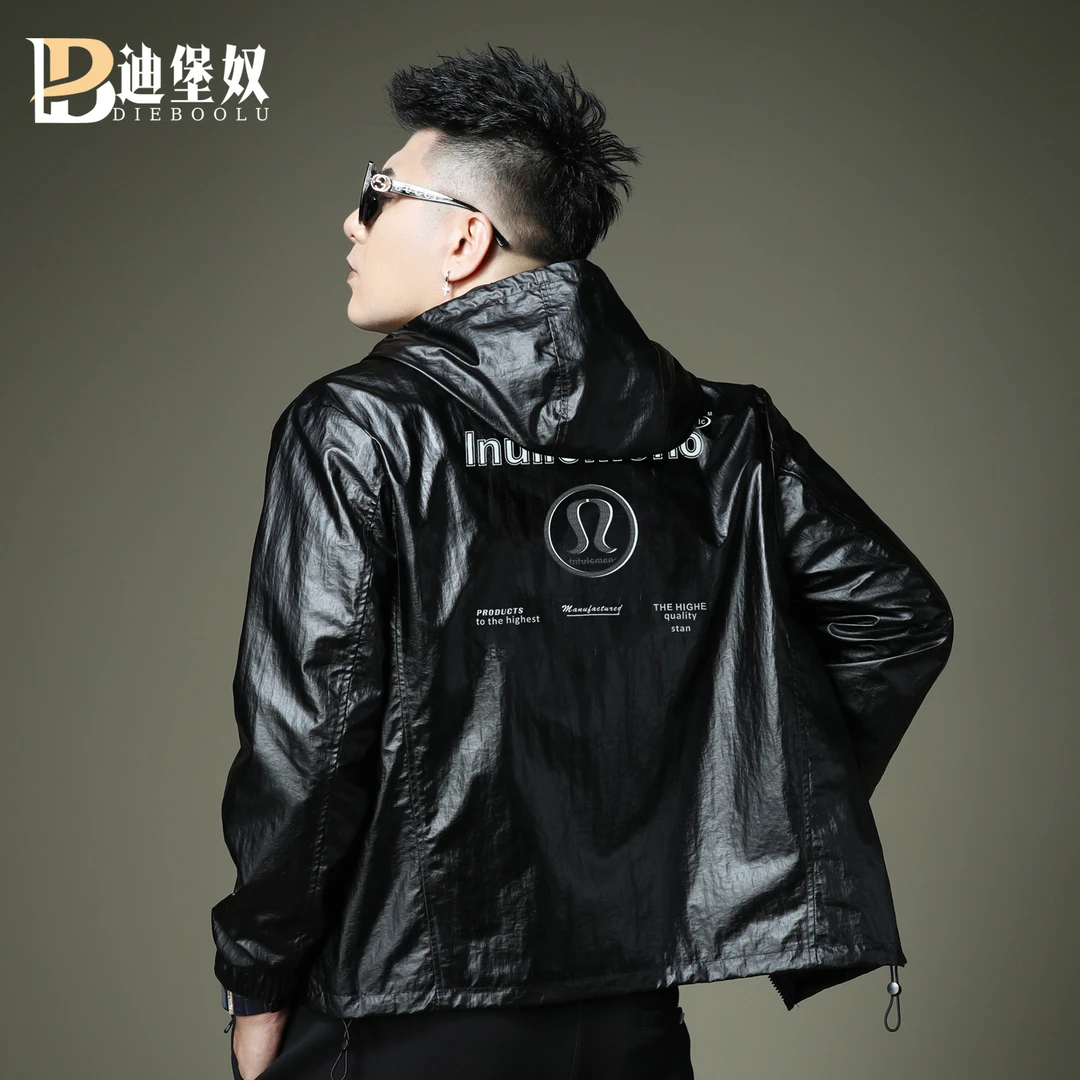 欧洲站2025新款高端轻奢男士连帽皮衣外套时尚休闲百搭皮夹克男装