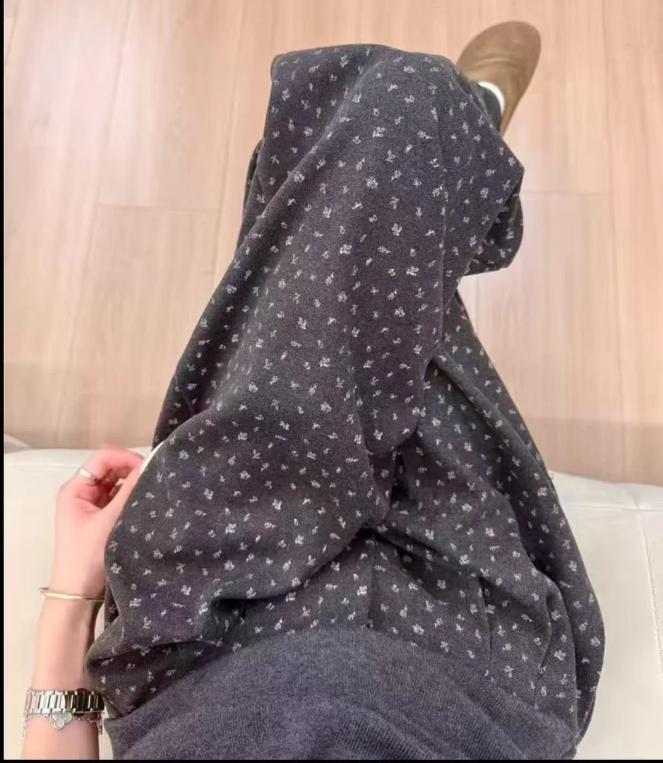 【2588】早秋新款韩版高腰宽松百搭小碎花休闲裤女阔腿裤拖地裤子