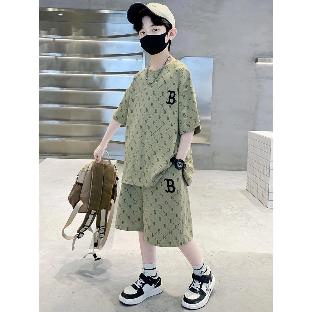 男童夏装套装2025新款中大童痞帅韩系男孩夏季儿童夏天运动短袖潮