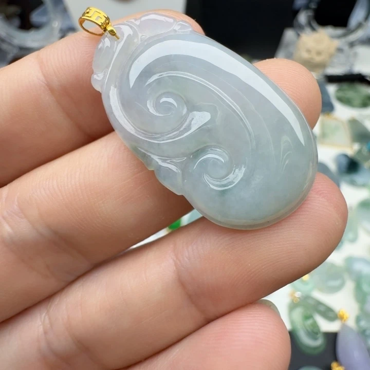 翡翠18K金镶嵌吊坠(不含链)