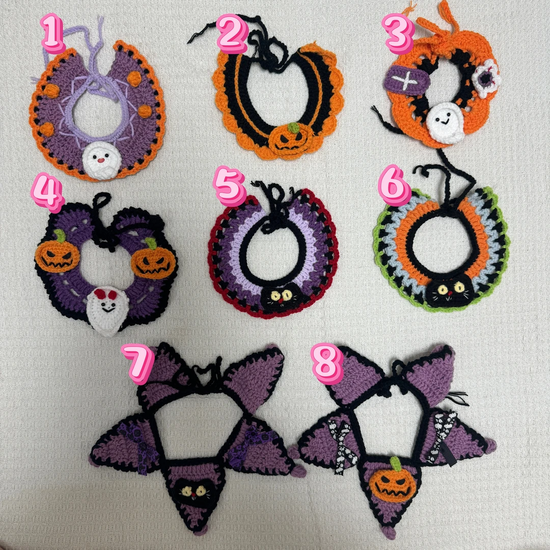 万圣节猫咪幽灵南瓜围嘴狗狗蜘蛛帽子宠物项圈装饰