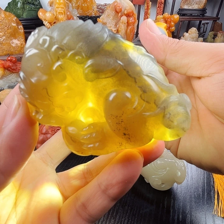 寿山石坑头晶手把件