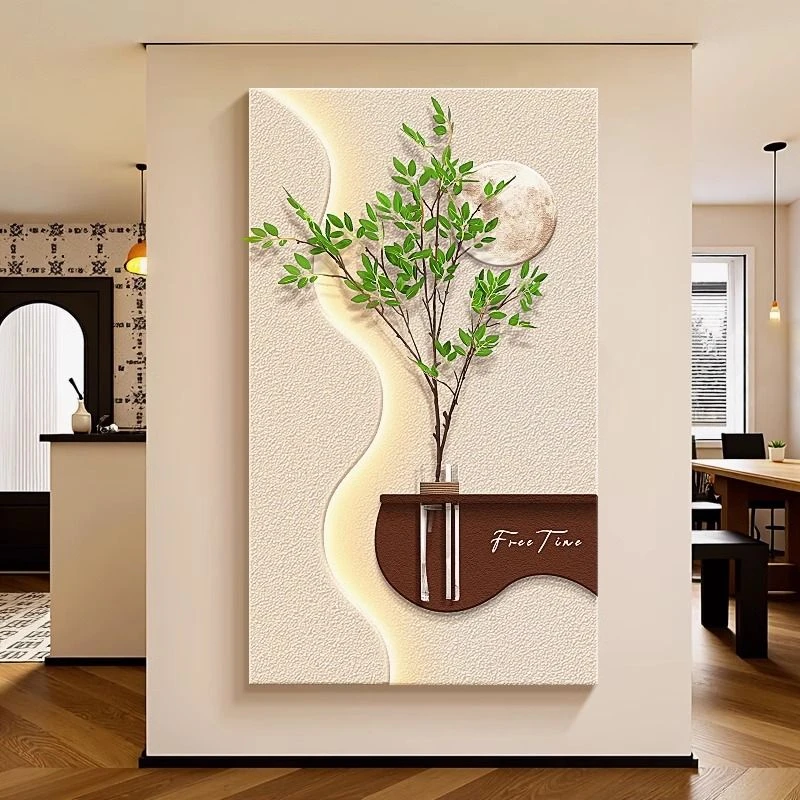 新款波浪款可水培绿植客厅玄关装饰画奶油现代简约风挂画