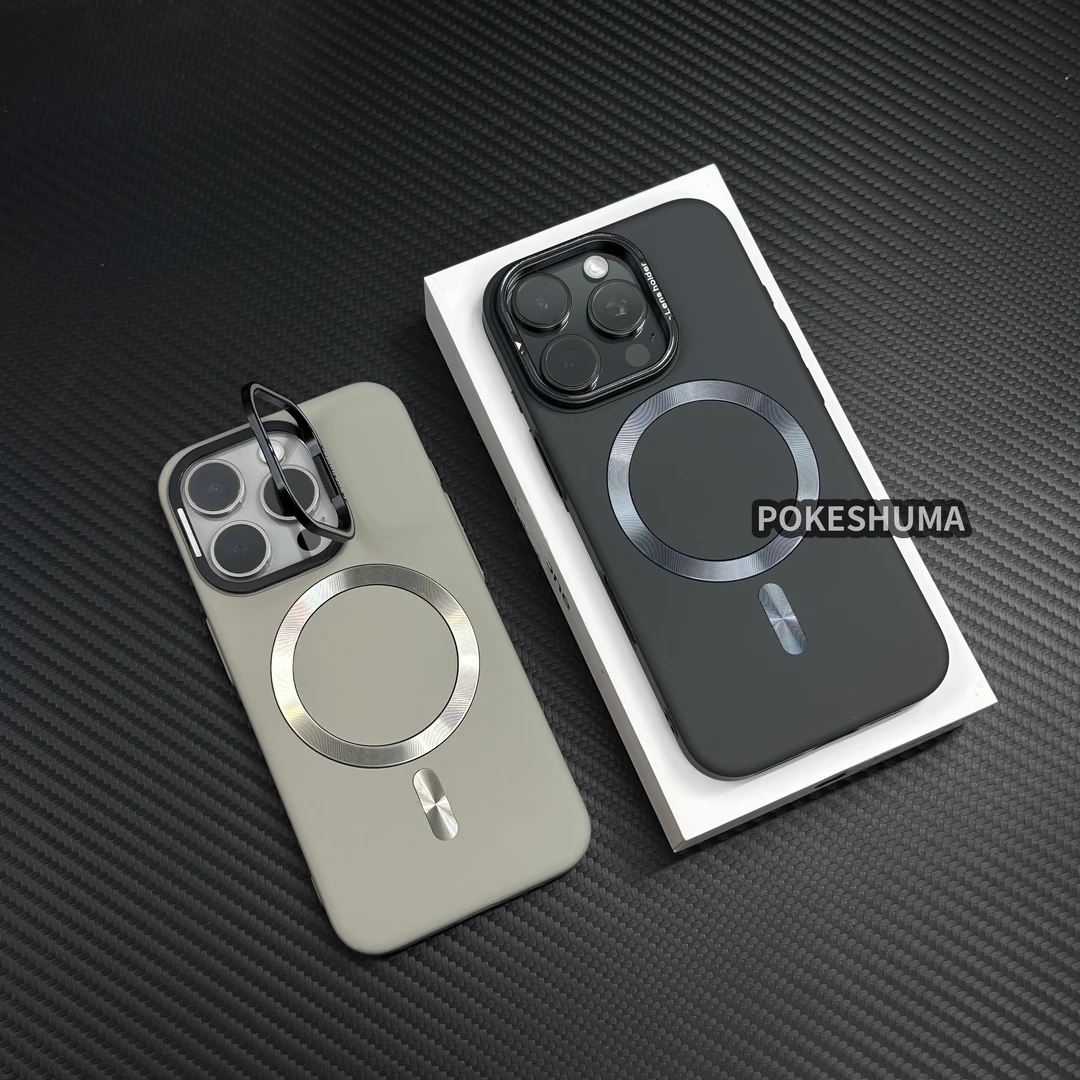 镜头支架磨砂肤感CD纹磁吸适用iphone16promax苹果15/14硬手机壳
