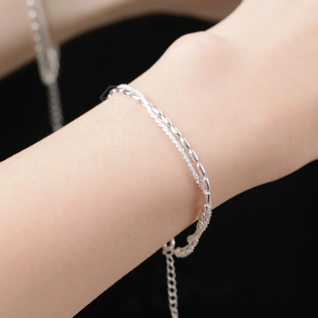 卡凡雅 925银手链 925银手链女款双层叠戴高级感轻奢小众新款爆款