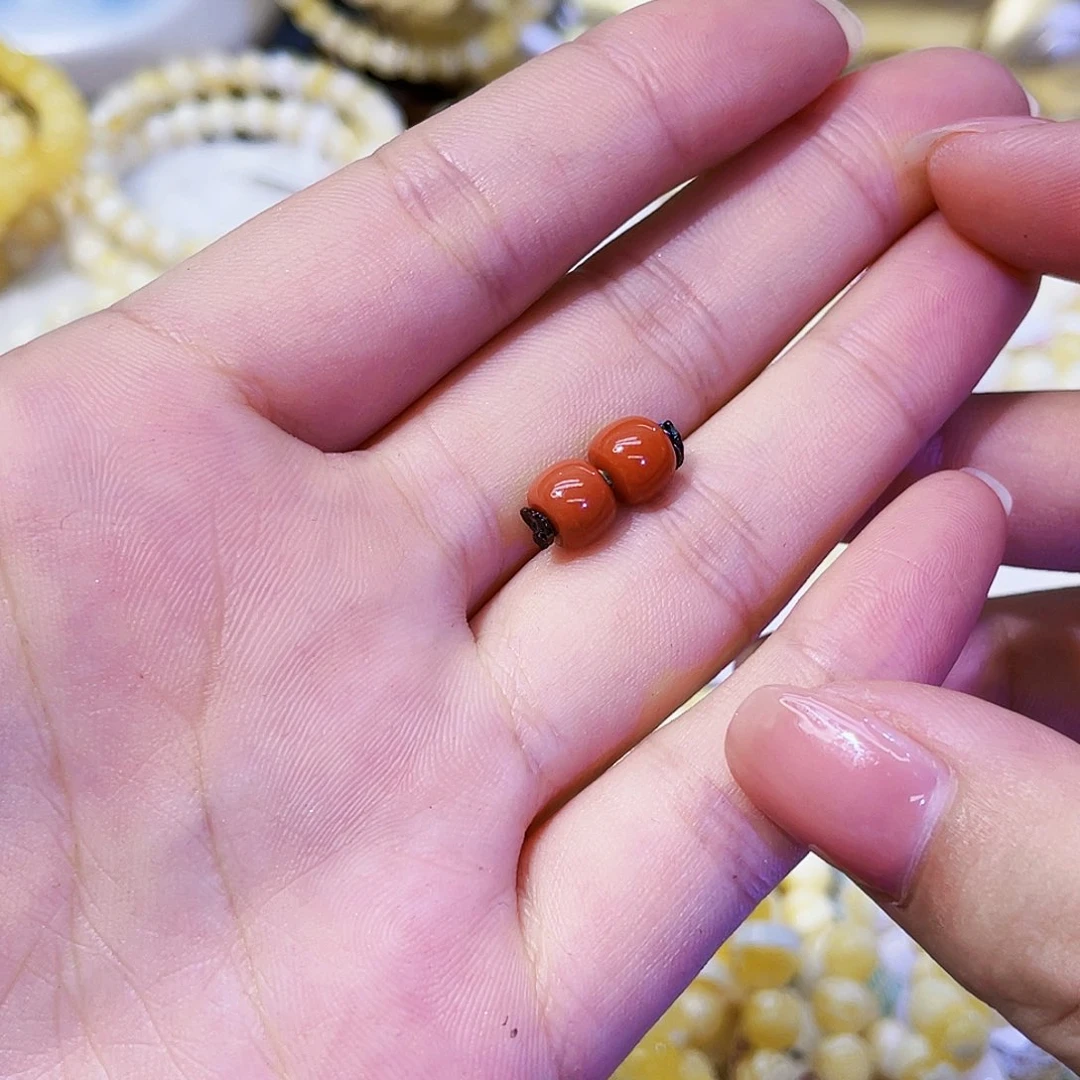 南红玛瑙合金手链7mmm对珠南红