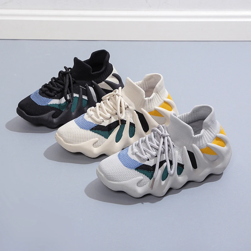 2025新款飞织八爪鱼休闲鞋韩版潮流情侣鞋透气火山袜男女鞋日常穿