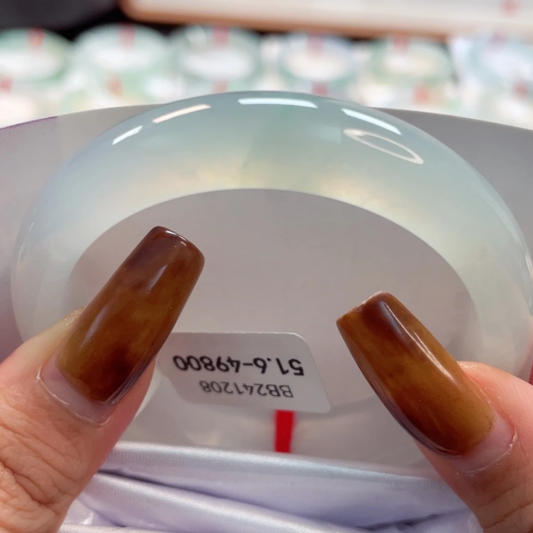 【闪购商品】翡翠手镯未镶嵌冰种起光微晴底飘花正圈52，4号