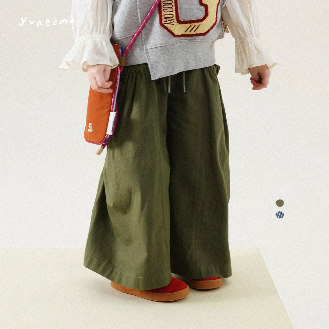 允儿妈女童秋季新款日系纯棉阔腿裤宝宝时尚休闲裤儿童春秋裤子潮