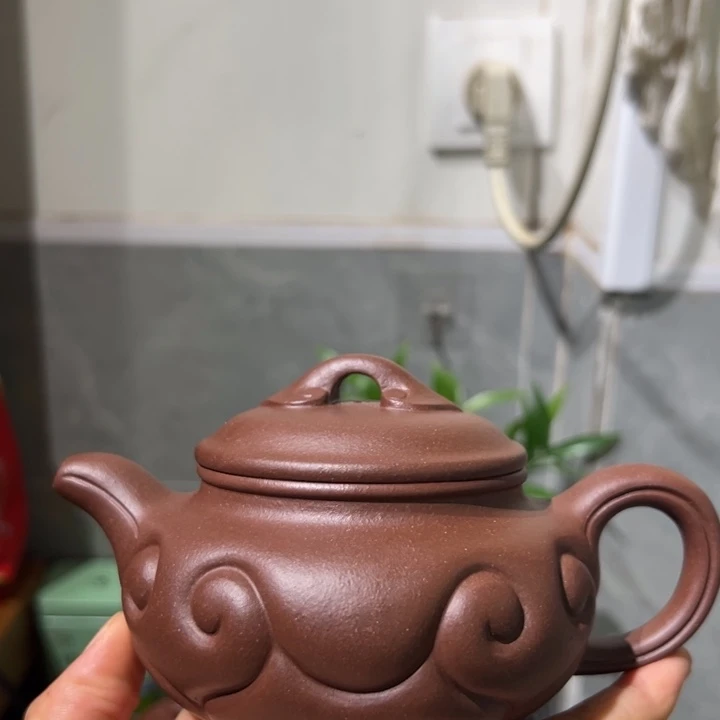 紫砂茶壶底槽清仿古如意300cc