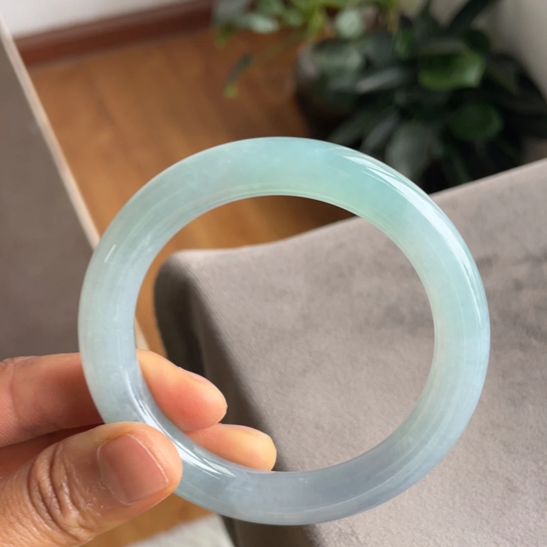 翡翠未镶嵌手镯蓝紫圆条