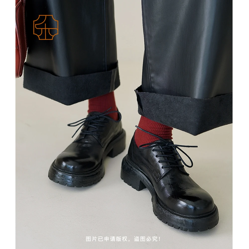 【LESIFAN】复古真皮厚底英伦风德比鞋2851-018