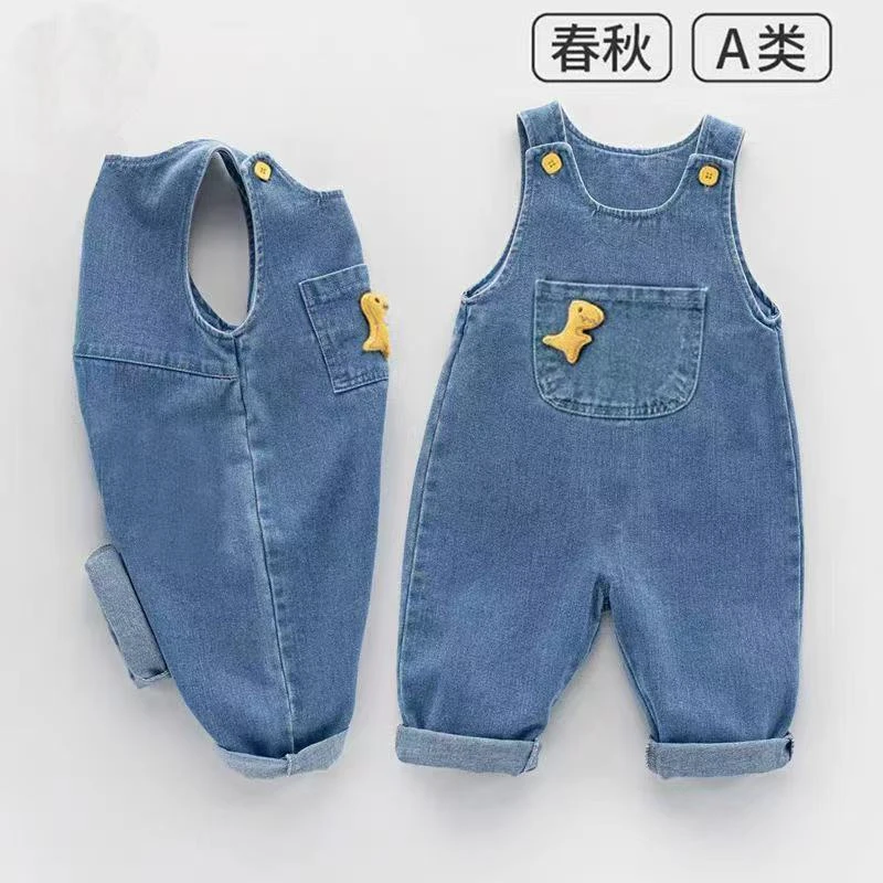 春秋可爱小恐龙牛仔背带裤休闲牛仔裤韩版小童洋气宝宝男女宝女童