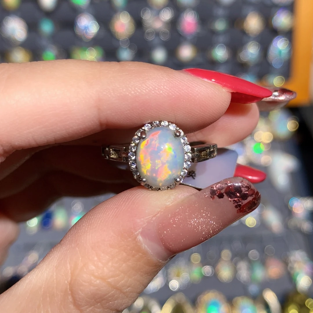 银S925镶嵌欧泊欧泊戒指y