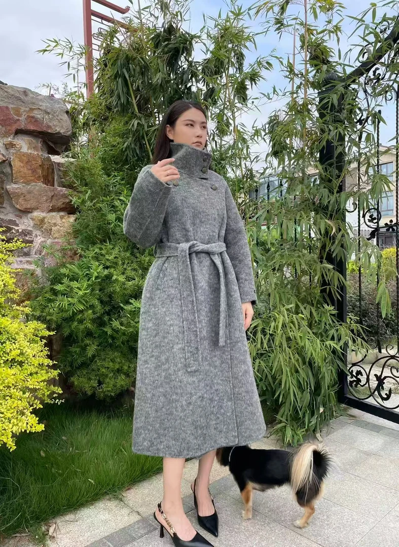 【品牌】2025新款网红款立领宽松加厚时尚百搭冬季羊毛大衣红色大衣