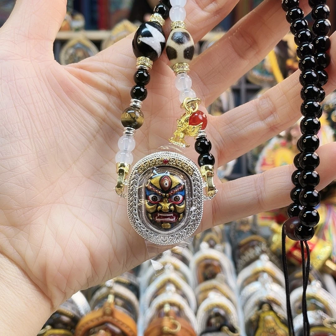 泥塑黄黑财神 双面泥塑擦擦+珠珠绳子