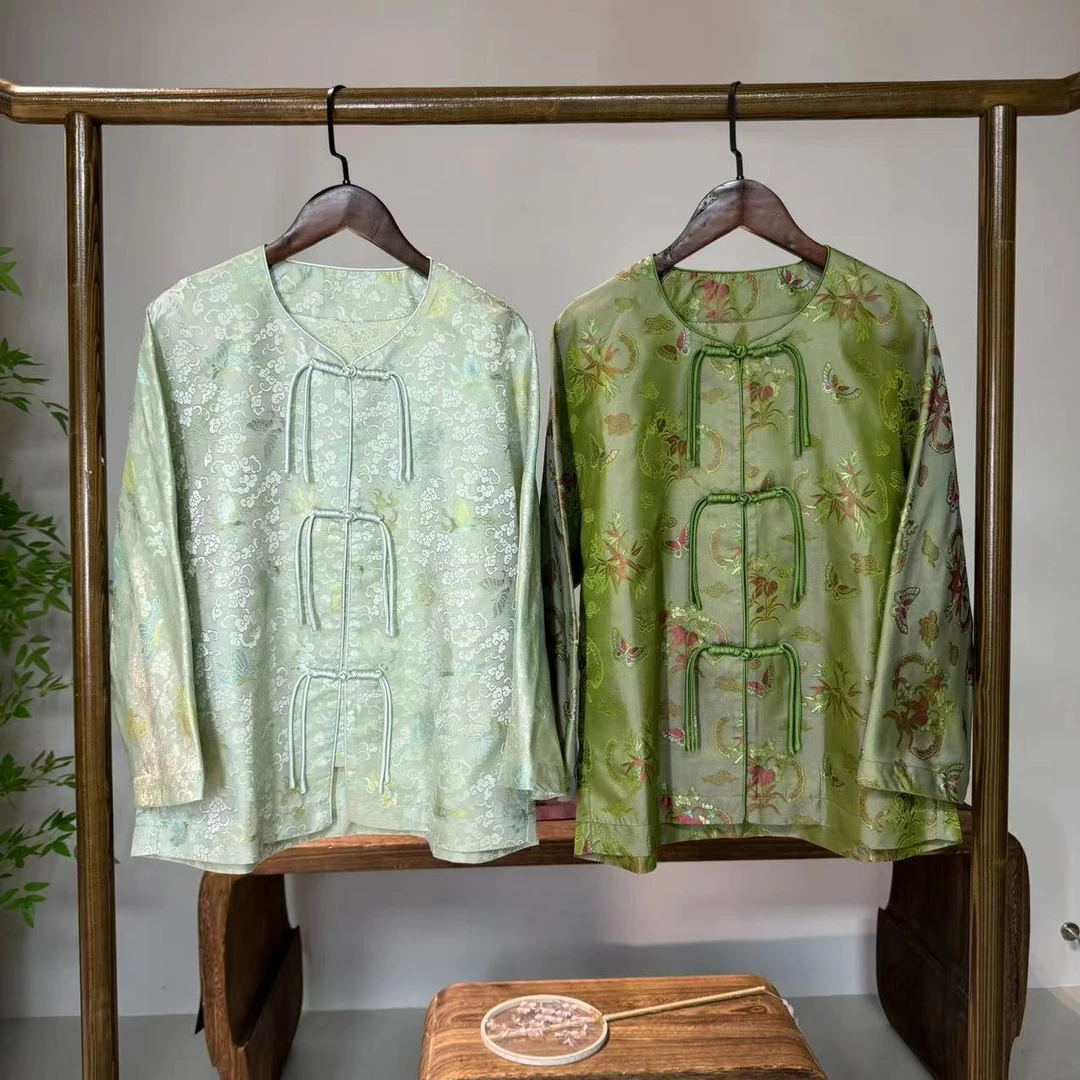 翩翩蝶舞！桑蚕丝异色罗新中式上衣！GZ4089