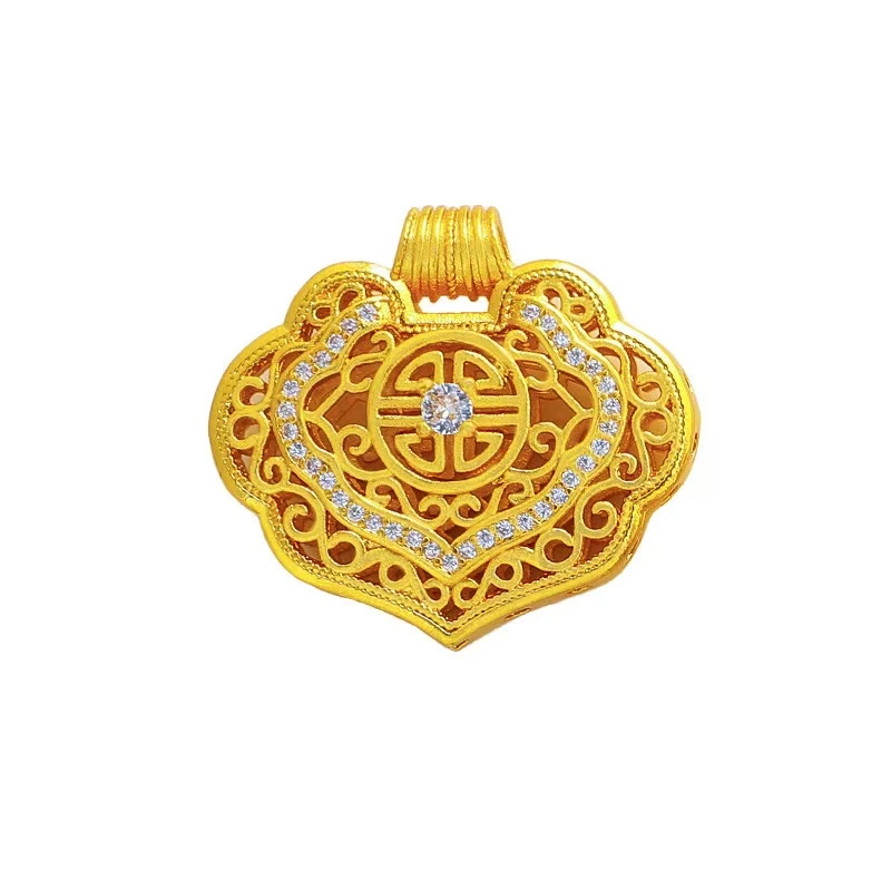 18K 金如意锁包镶嵌吊坠a39