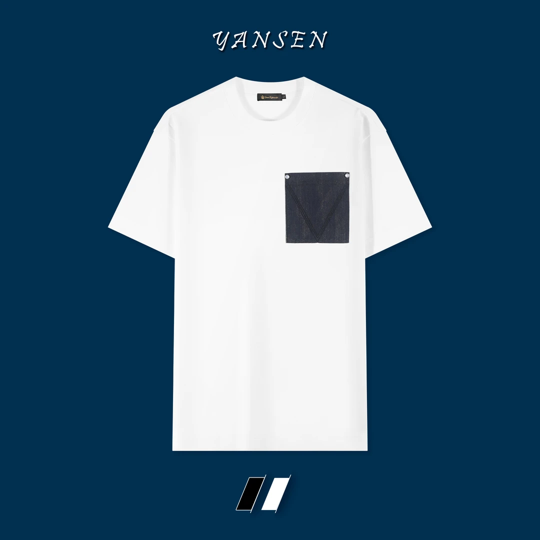 【黑标系列】多口袋白松石明线装饰简约圆领短袖T恤 K358