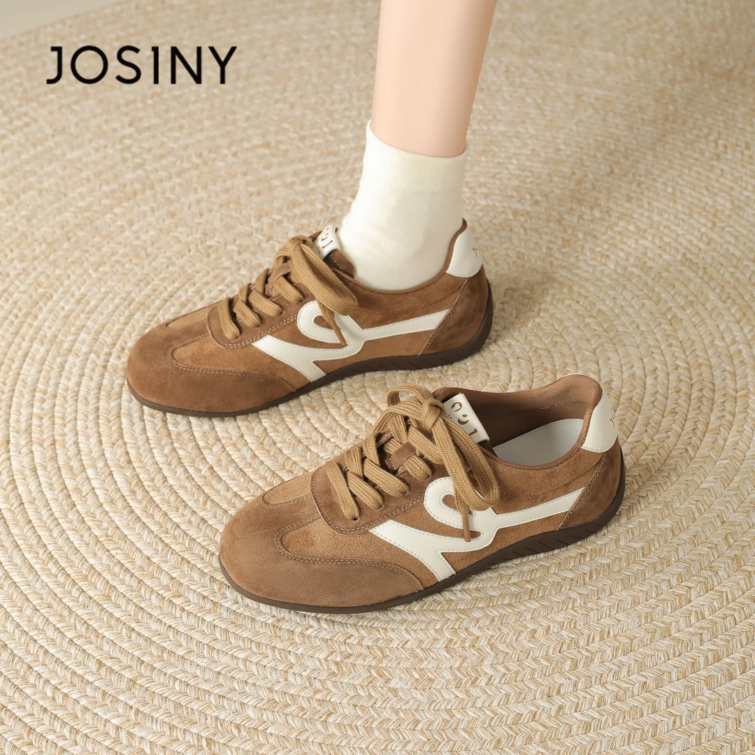 卓诗尼杏色德训鞋女款2025新款夏季透气女鞋百搭轻便运动休闲板鞋