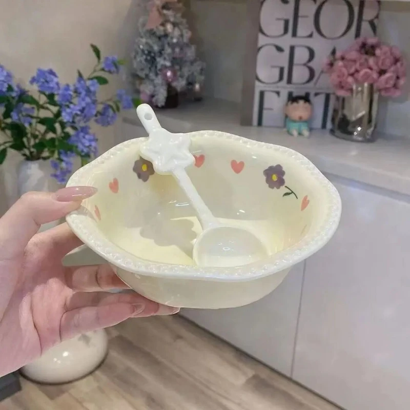 奶黄珍珠甜品沙拉碗星星勺陶瓷碗风餐具碗早餐碗高颜值甜品碗gh