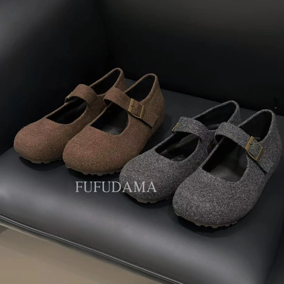 【胖福福大码女鞋】软底法式复古勃肯鞋女鞋新款秋季丽珍鞋平底单鞋