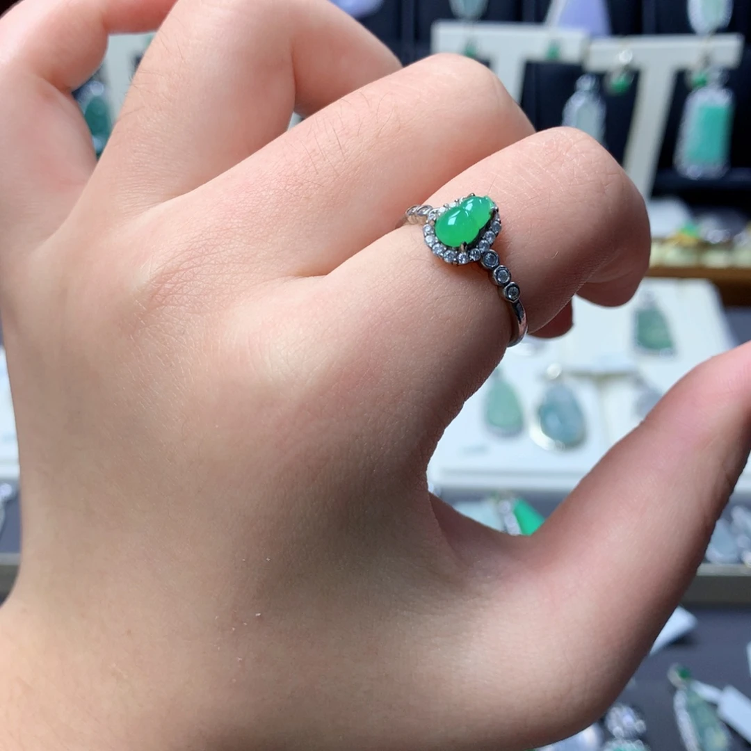 翡翠银S925镶嵌挂件