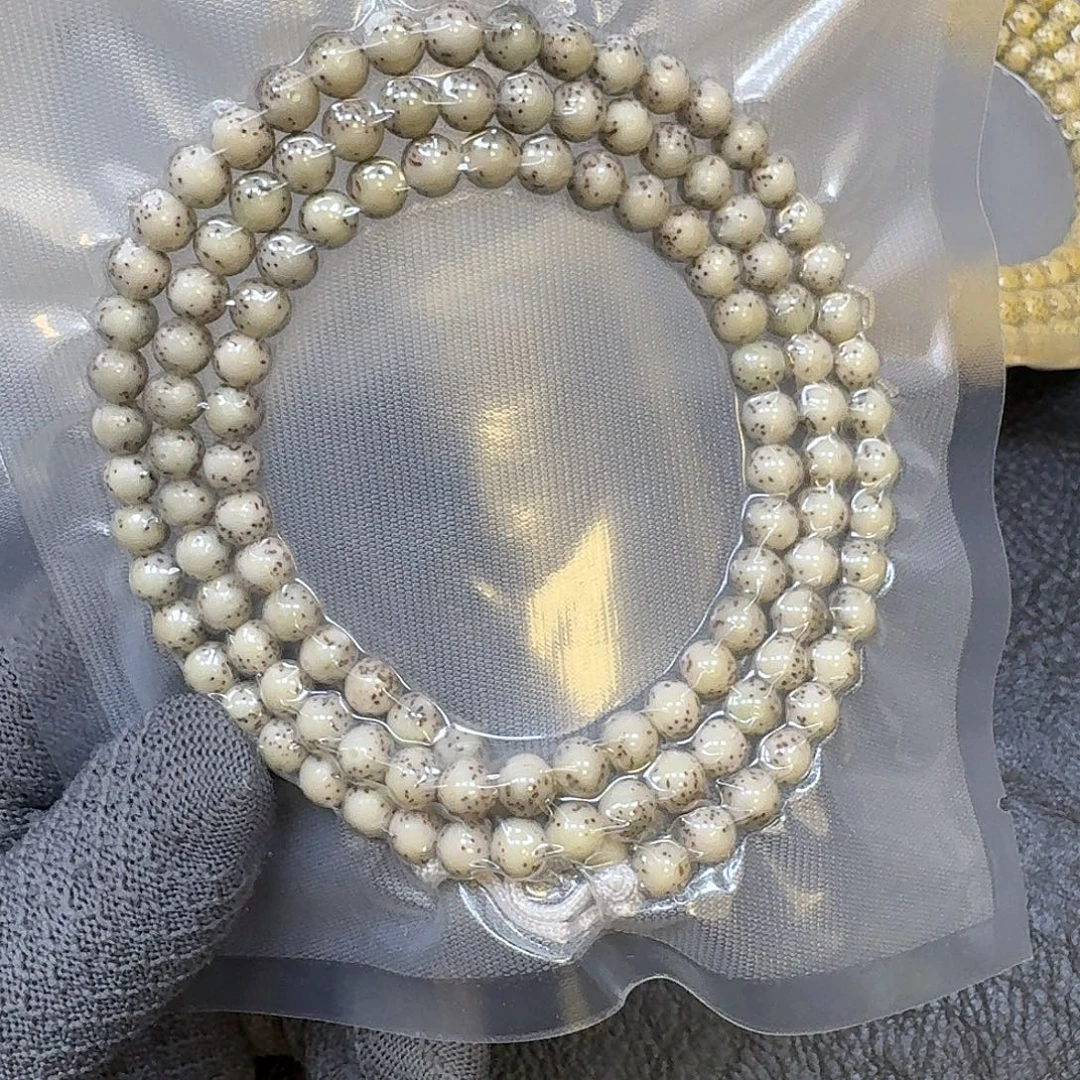 手串星月菩提7mm石玉料大留白圆珠长串